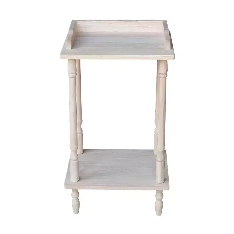 Telephone Stand with Shelf, Unfinished Solid Wood