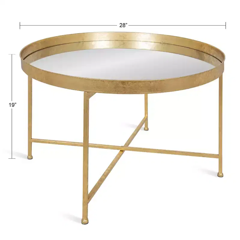 Kate and Laurel Celia Round Metal Coffee Table, 28.25x28.25x19, Gold