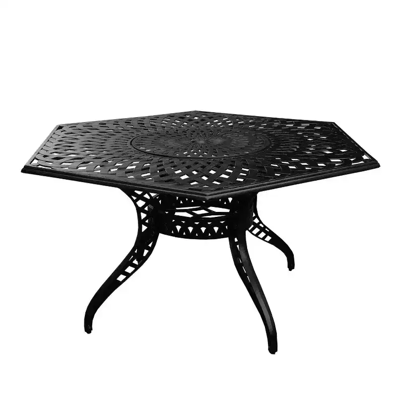 7pc Patio Dining Set: UV-Resistant Aluminum Table & Checker Chairs - Oakland Living
