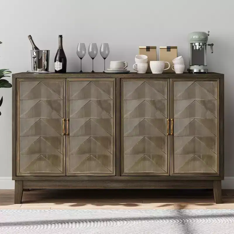 55.12''W Storage Cabinet with 4 Doors and Adjustable Shelves