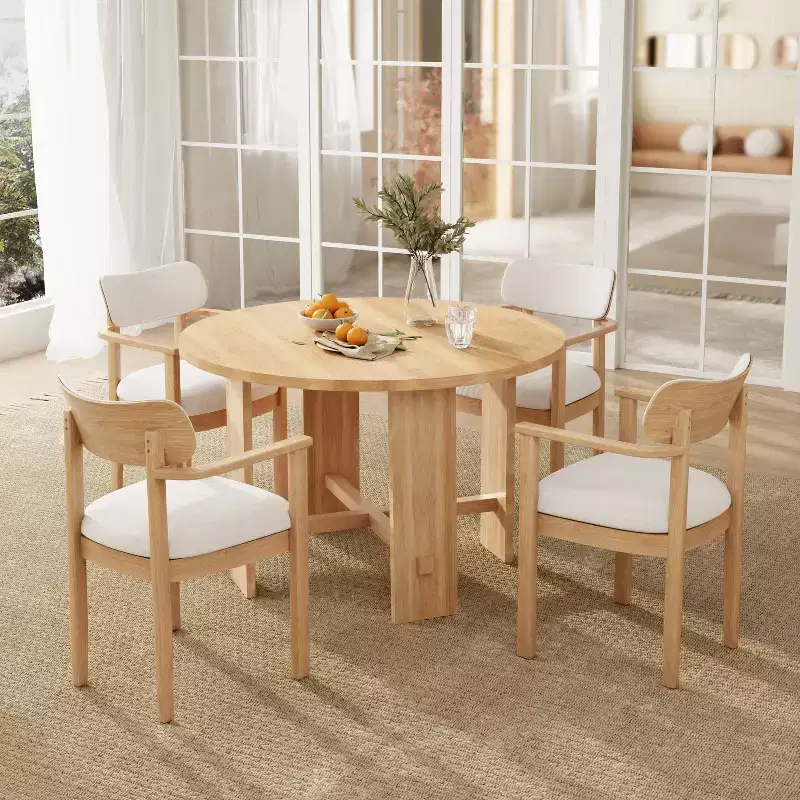 Christopher Knight Home Victoire Farmhouse 5 Piece Rubberwood Upholstered Dining Set