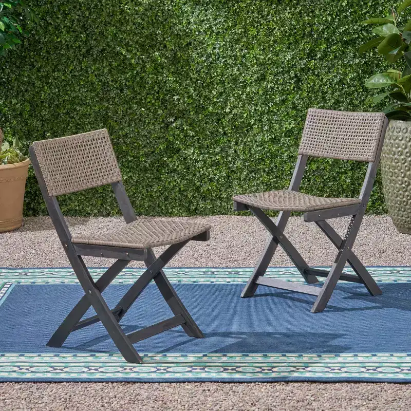 MAYEERTY Set of 2 Bistro Chairs Metal Frame Compact Design for Indoor Outdoor Cafe Bistro