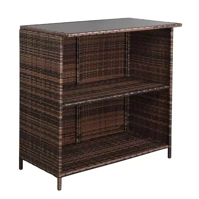 3-Piece Wicker Outdoor Serving Bar Set