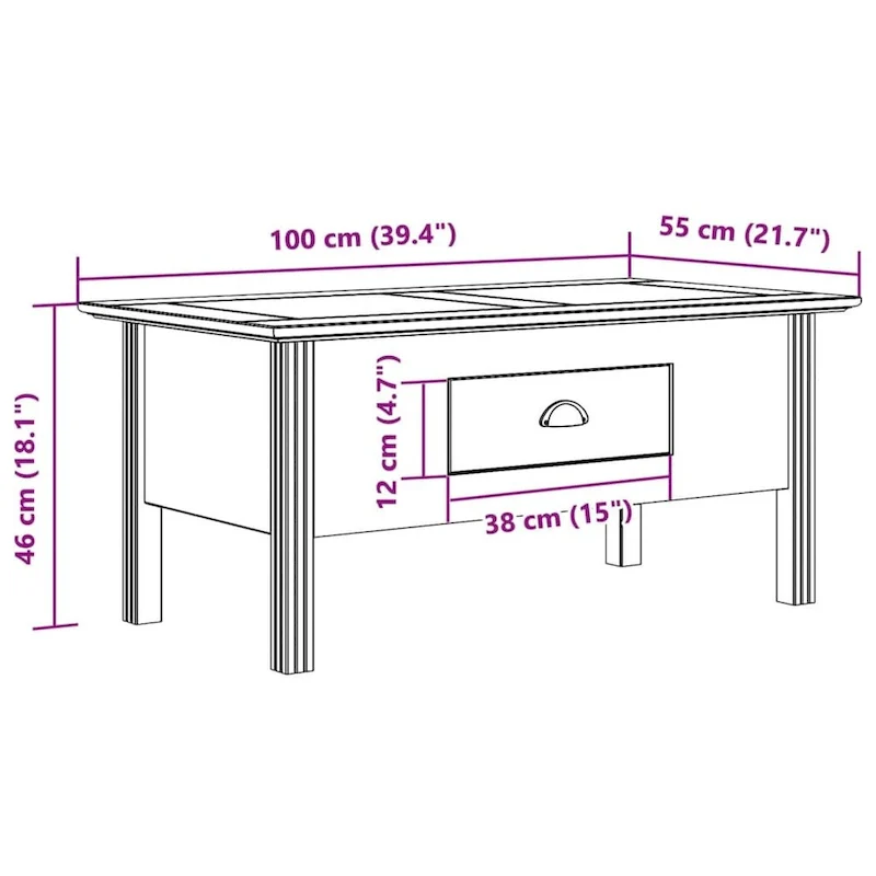 Accent Side Table with Drawer – 39.4 x 21.7 x 18.1 in