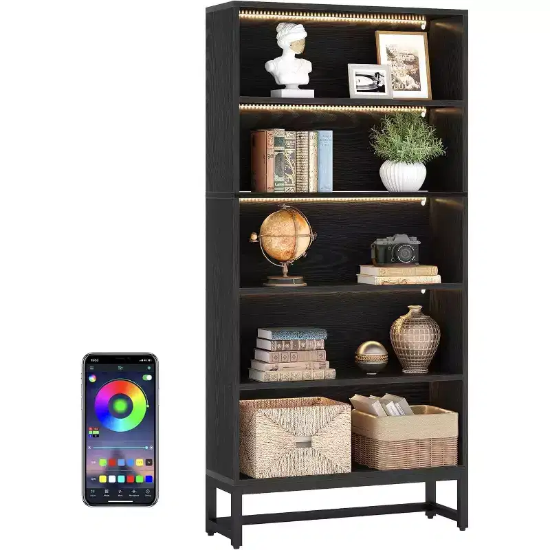 70.8 Tall 5-tier Freestanding Bookshelf