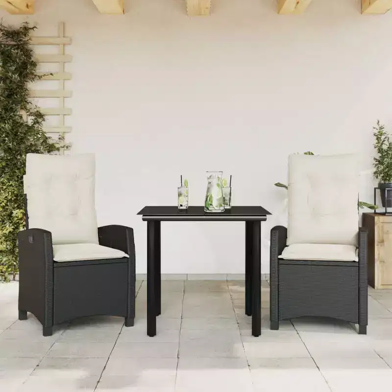 vidaXL Patio Dining Set in Poly Rattan with Cushions