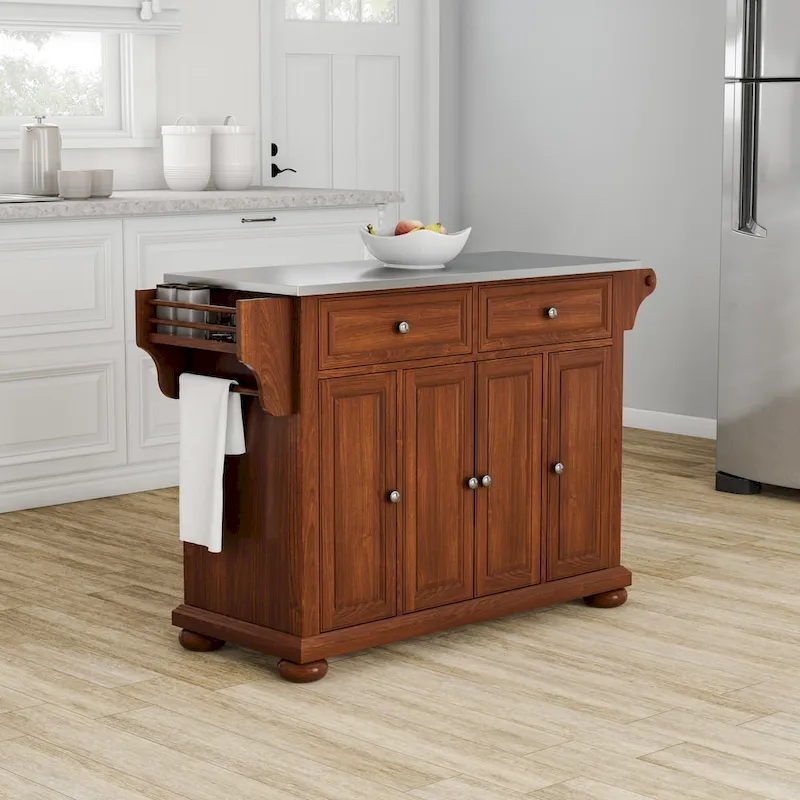 Crosley Alexandria Stainless Steel Top Full Size Kitchen Island/Cart - 18d x 51.5w x 34h