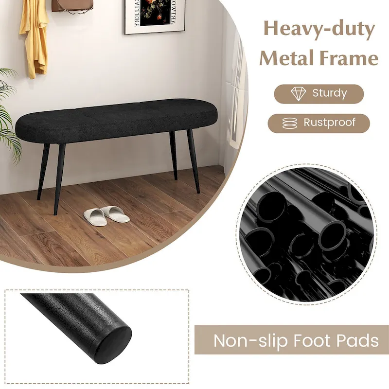Gymax 47 Upholstered Entryway Bench w/ Padded Seat & Heavy-duty