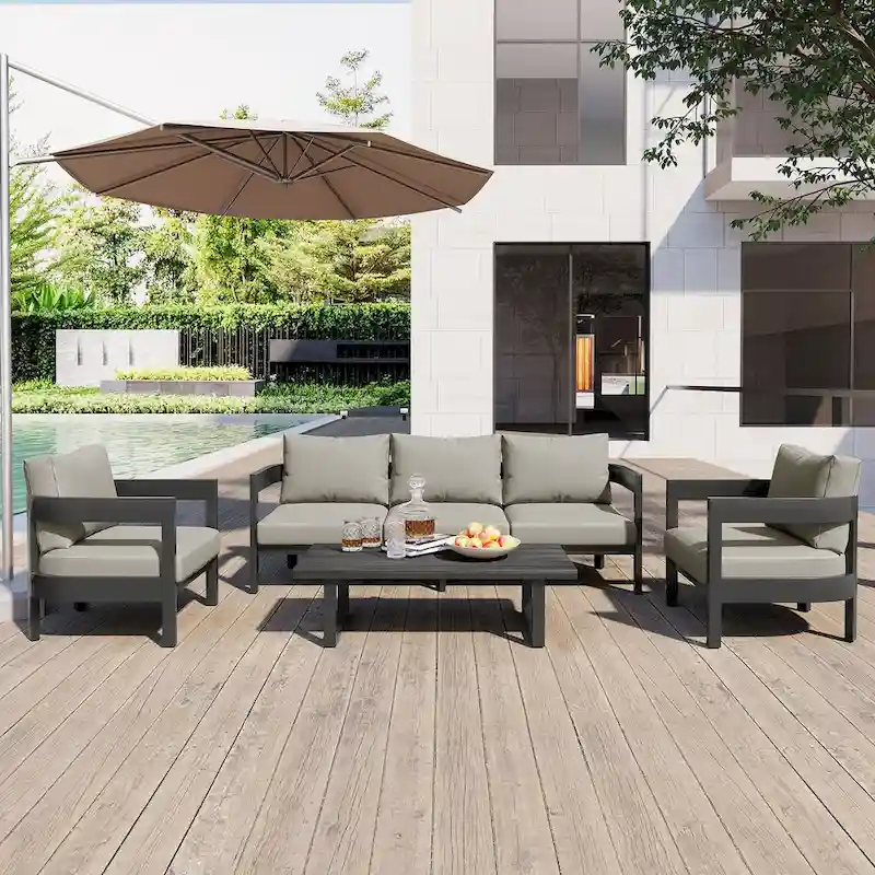 Outdoor Seating Set with Thick Cushions for Ultimate Comfort, Perfect for Lawns, Patios, and Poolside