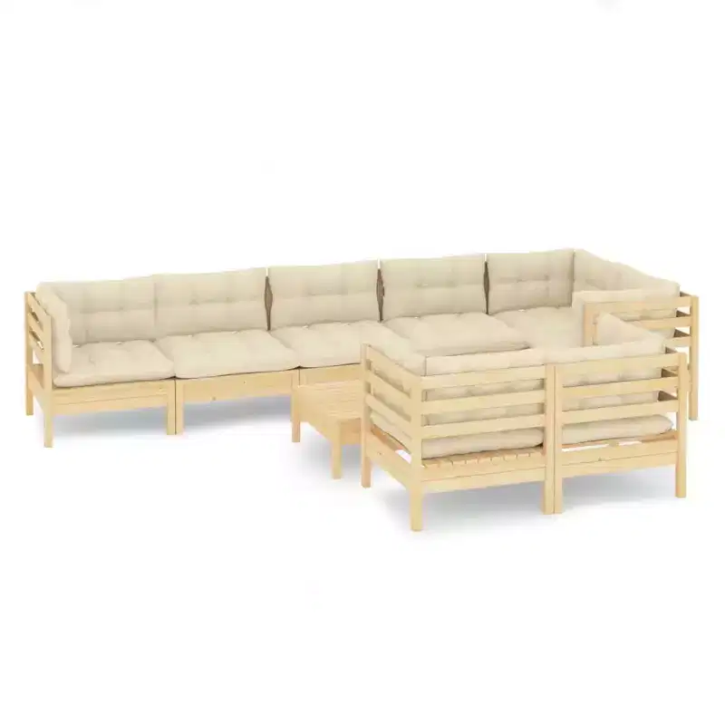 vidaXL Garden Lounge Set with Cushions - Solid Pinewood