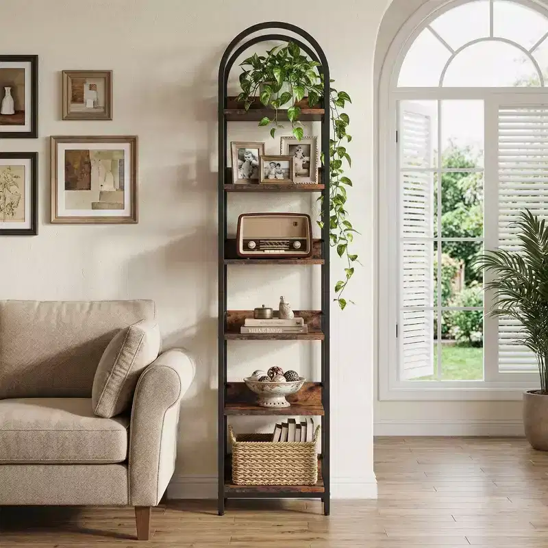 6-Tier Arched Corner Bookshelf, 78.7