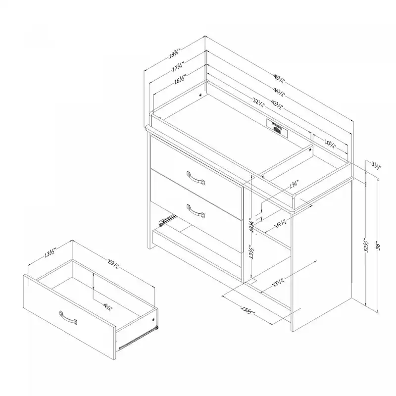 3-drawer Changing Table - Weathered Oak