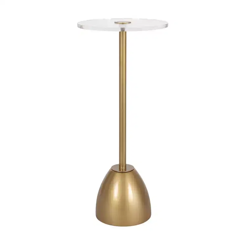 Kate and Laurel Acari Round Drink Table, 10x22, Gold