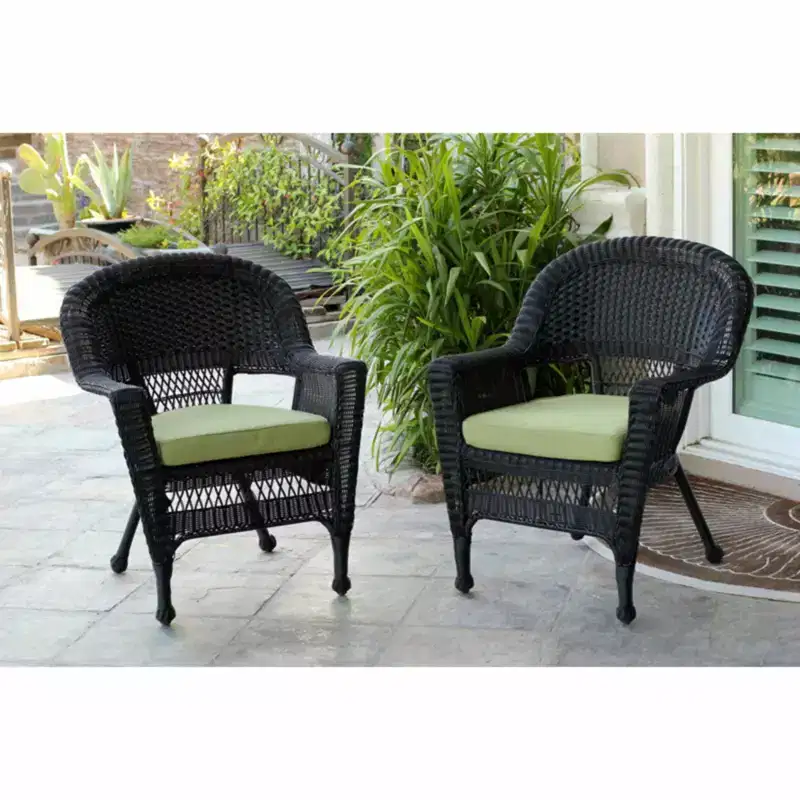HomeStock Zen Zone Chair Set of 2, Durable Resin Wicker, Weather-Resistant with Cushions