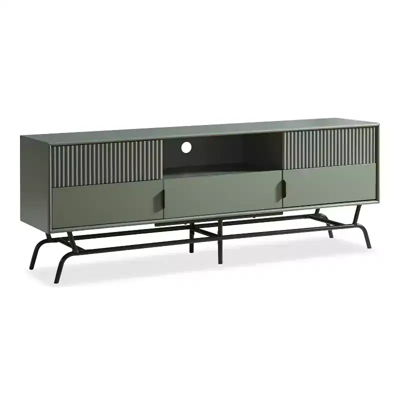 Meadowgrove Modern 3 Drawer TV Stand for TVs up to 65" with Cabinet Sage Green - miBasics: Metal Frame, Cable Management