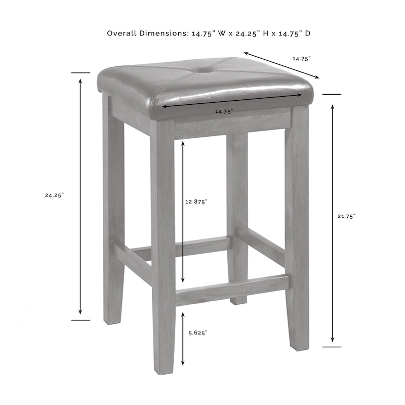 Crosley Julia Island with Upholstered Square Stools - 53d x 50w x 36h