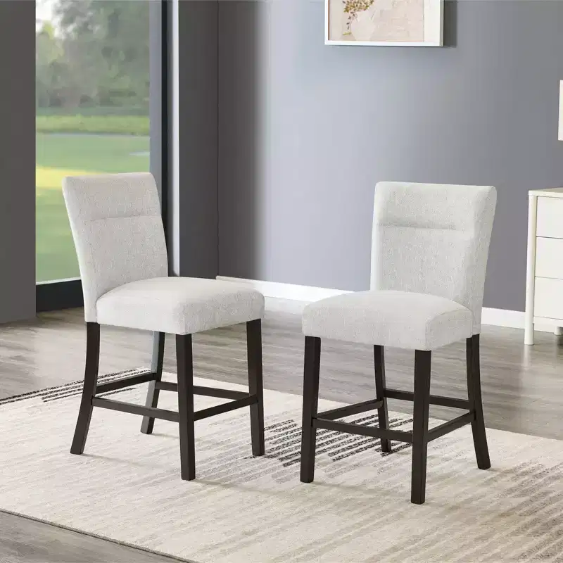 Roundhill Furniture Cavira Modern Upholstered Counter Height Stools, Set of 2, Gray