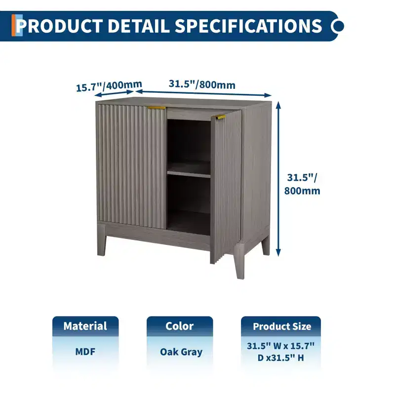 Large Buffet Sideboard Cabinet with Storage,47 Modern Fluted Coffee Bar Storage Cabinet with 3 Drawers & 2 Doors for Dining Room,Living Room, Hallway