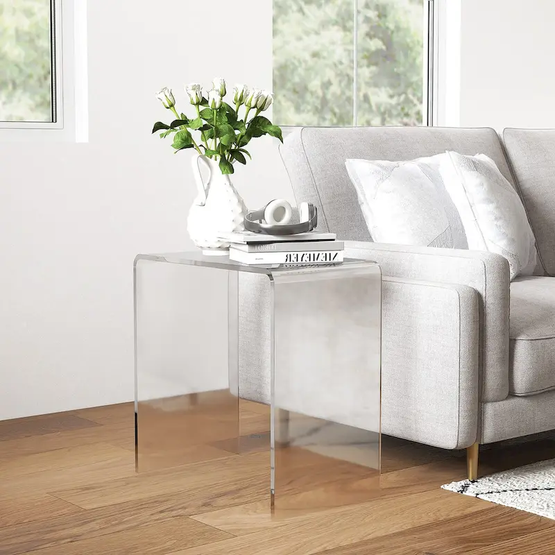 21 Long Rectangle All Acrylic 15mm Thick Waterfall Coffee Table