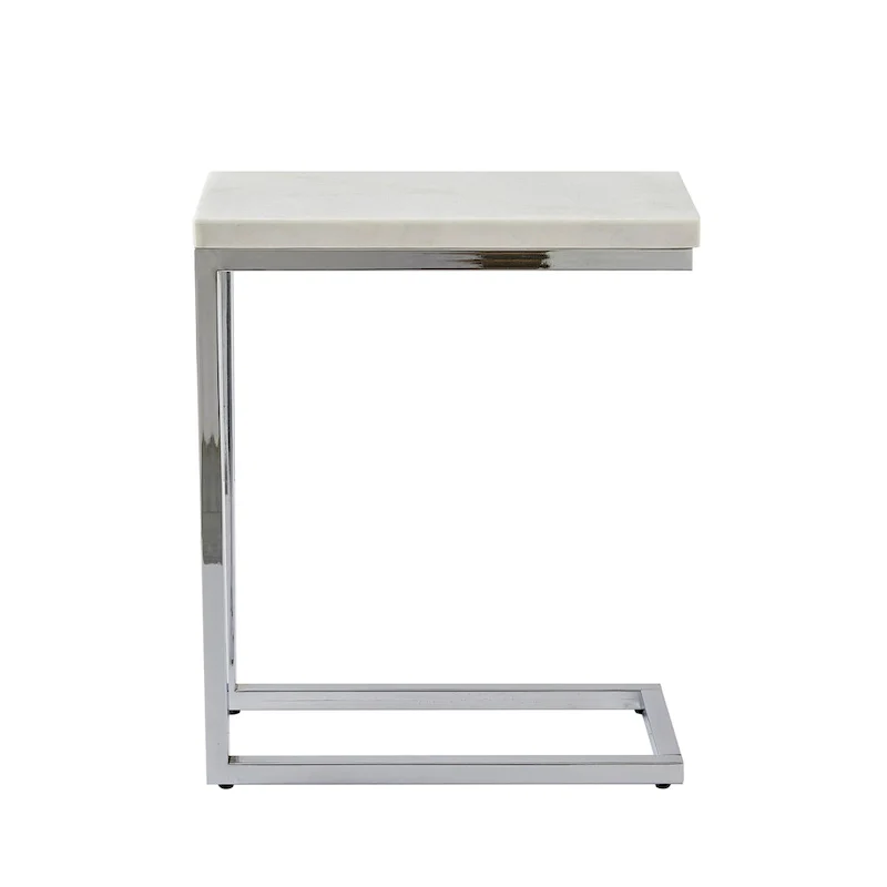 White Marble Top Chairside Table