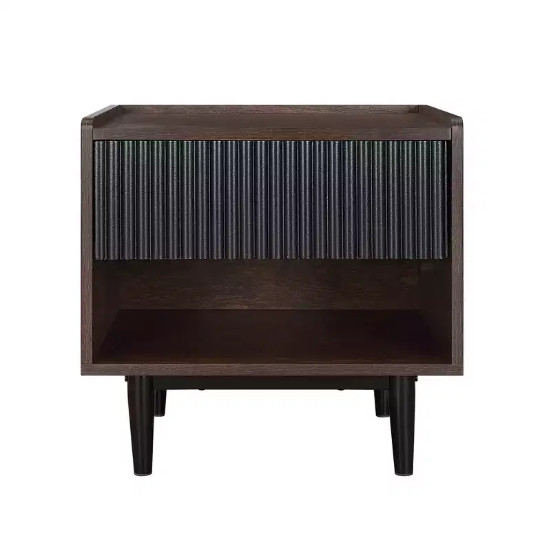 GDFStudio Duane Mid-Century Modern Fluted Nightstand with 1 Drawer and 1 Lower Shelf