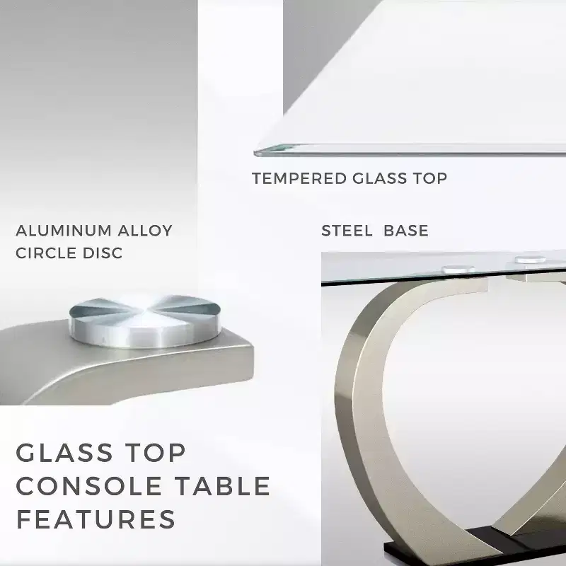 Sylvie Modern Curved Glass Top Sofa Table Silver/Black - HOMES: Inside + Out
