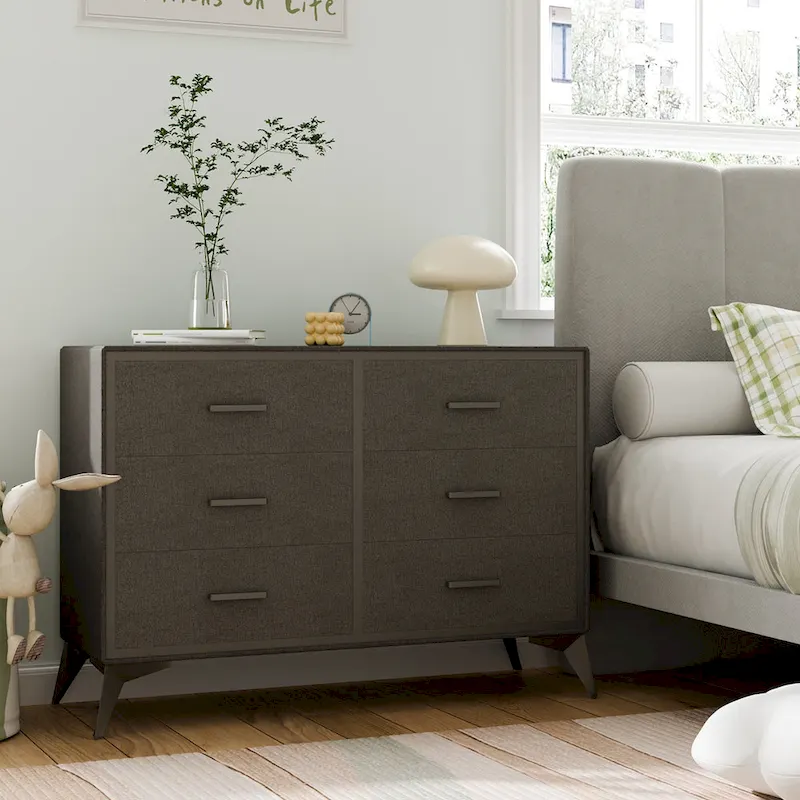Fabric Drawer Dresser – Beige (4-Drawer) / Brown (6-Drawer), Metal Frame, MDF-Supported, Single