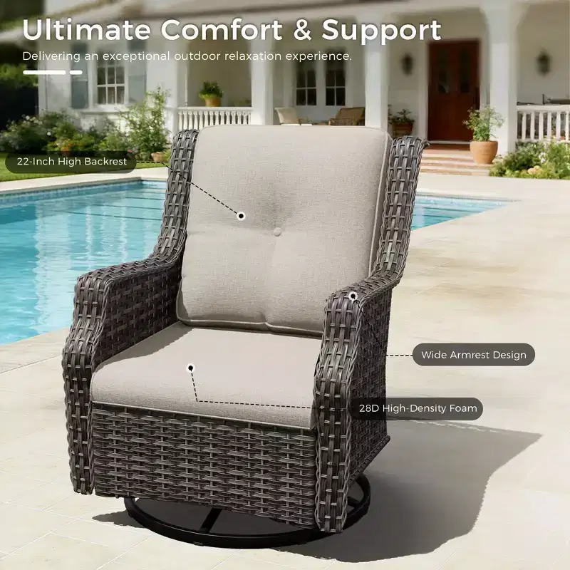 UPTIOT 4-Piece 360 Swivel Rocker Chairs Set with High-Density Cushions & Weather-Resistant Design