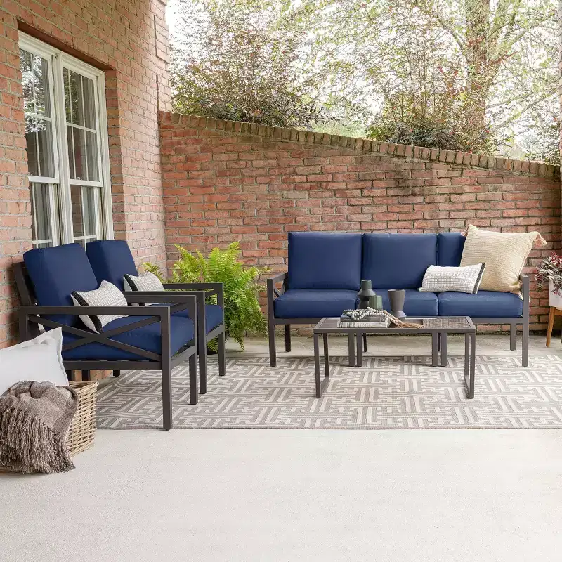 Leisure Made Blakely 6pc Aluminum Seating in Navy Fabric