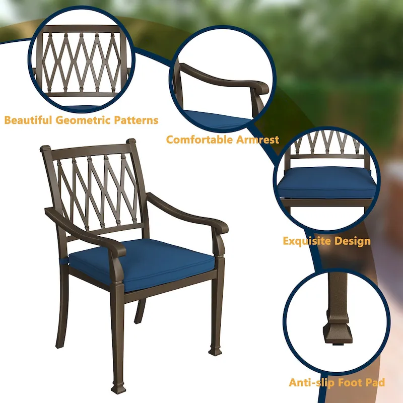 9-Piece Cast Aluminum Patio Dining Set with Cushions