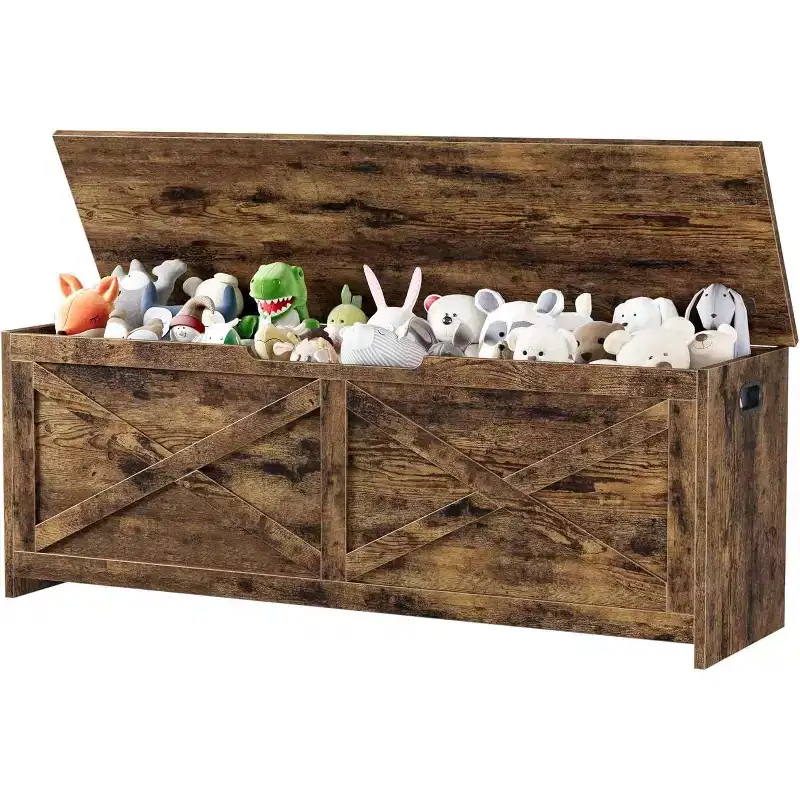 Acekool 47 Storage Chest Bench with Safety Hinge, Large Wooden Toy Box Organizer for Bedroom or Entryway