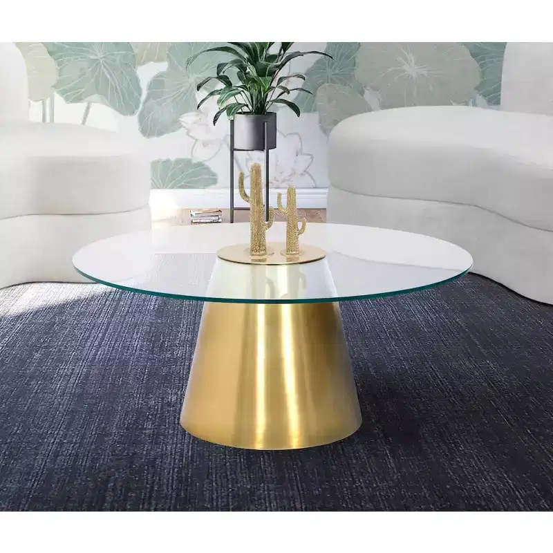 Meridian Furniture,Glassimo Brushed Gold Coffee Table