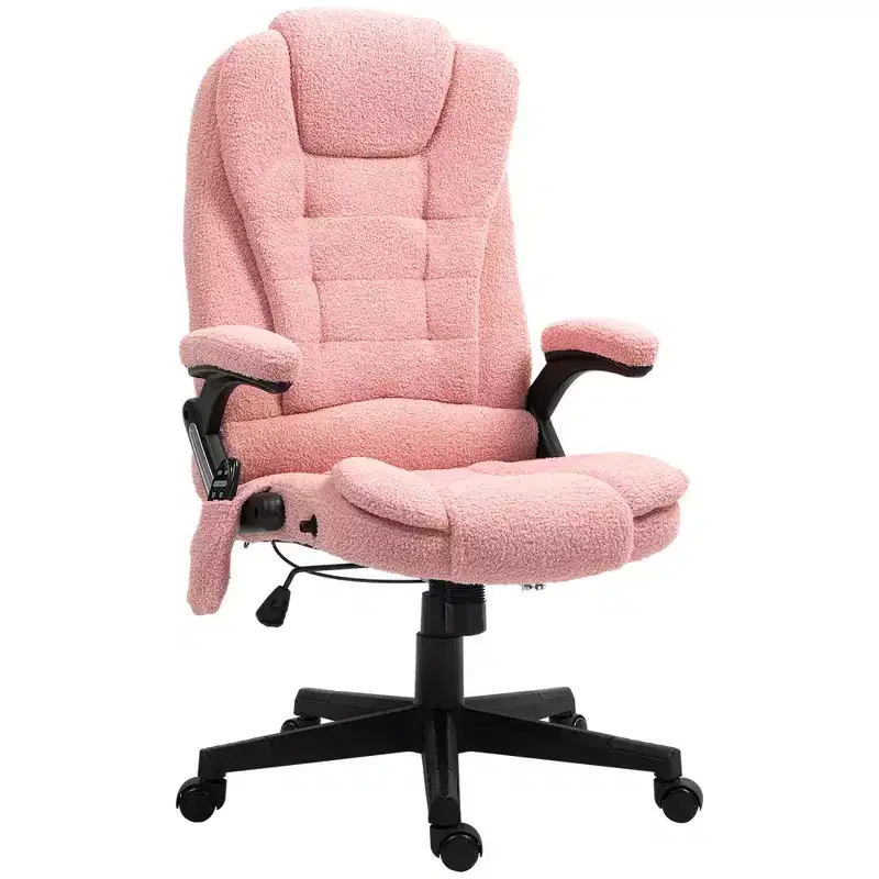 Vinsetto 6 Point Vibrating Massage Office Chair with Heat, Velvet High Back Executive Office Chair with Reclining Backrest, Armrests