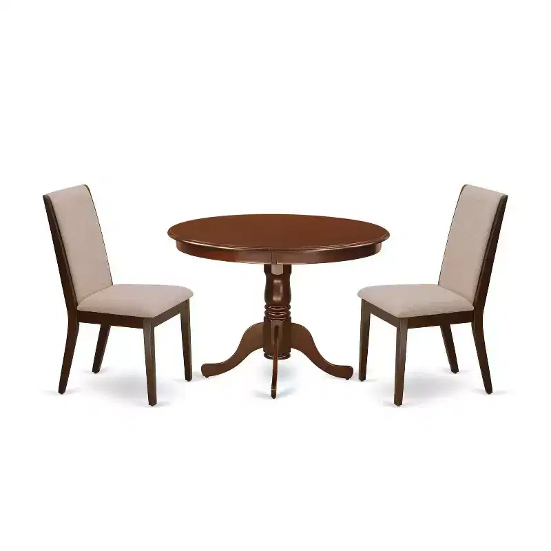 3-Piece Mahogany Finish Solid Wood Top-Dining Room-Seats 4