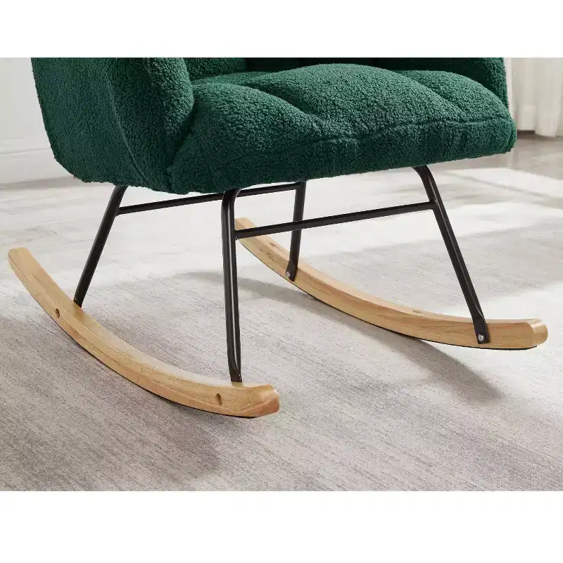 High-Back Rocking Chair – Green / Ivory / Pink, Single Seat, Upholstered