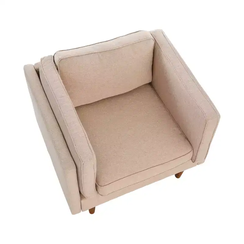 Modern Upholstered High Sided Arm Chair with Solid Wood Legs