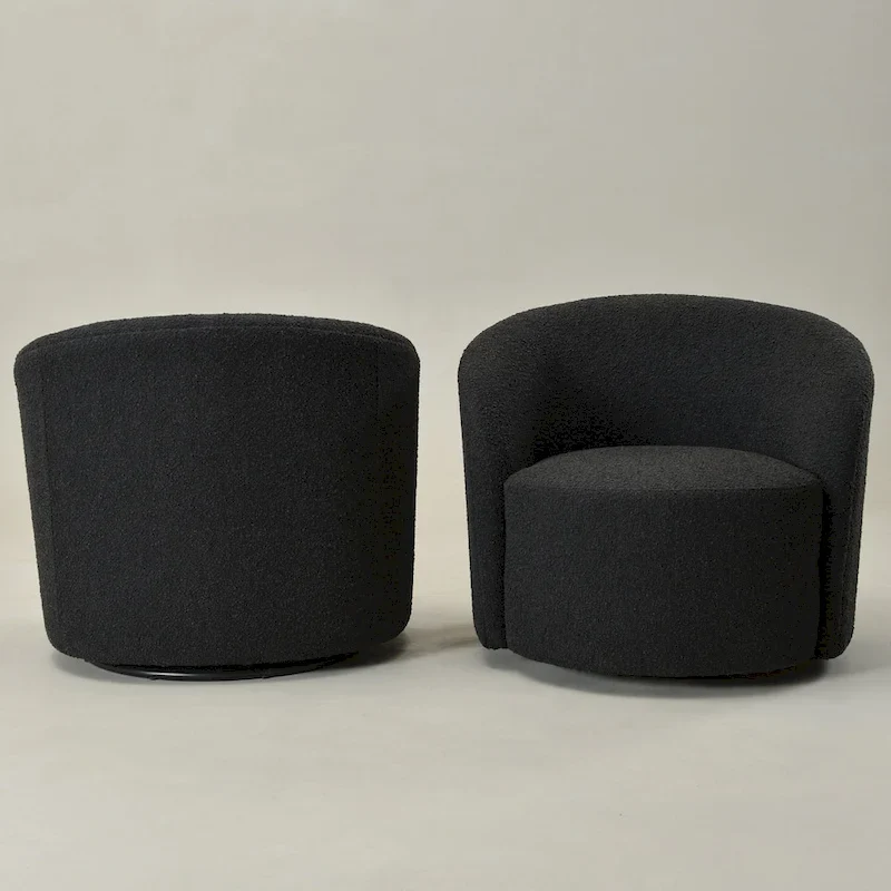 KINWELL 34 Wide Upholstered Swivel Accent Barrel Chair (Set of 2)