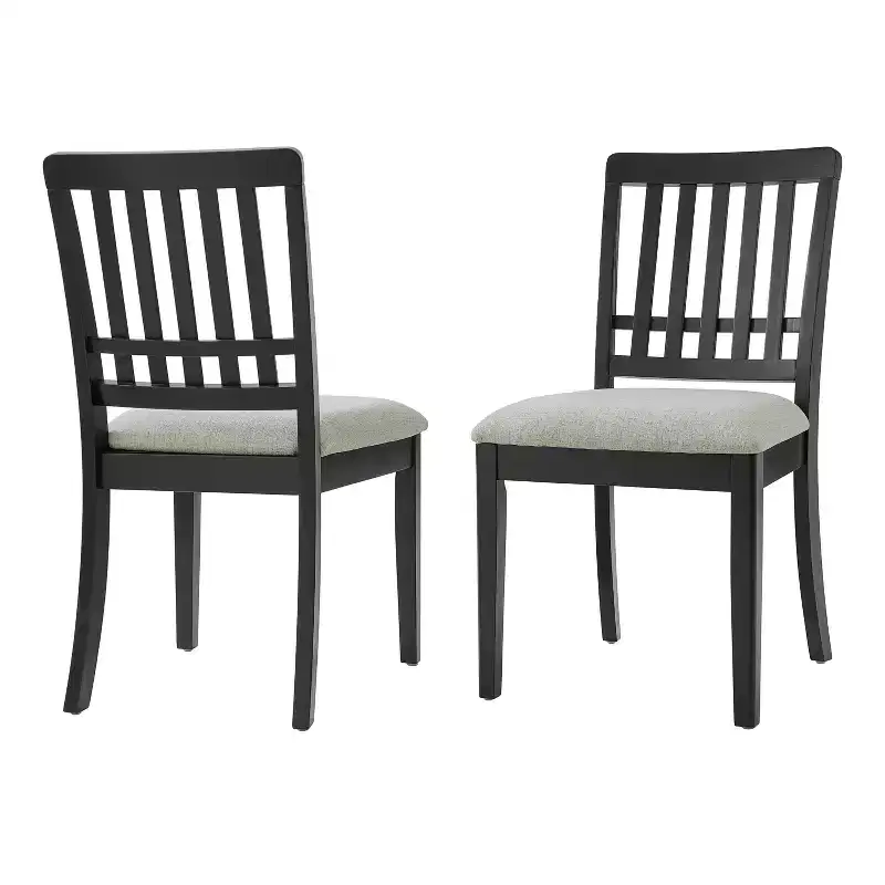 GDFStudio Yates 2-Piece Dining Chairs with Curved Wood Backrest and Gray Fabric Seat