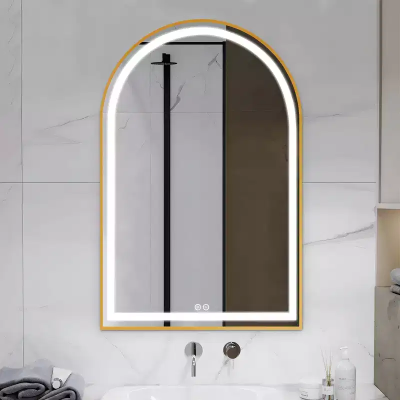 Dovelina Metal Frame LED Bathroom Vanity Mirror Anti-Fog Arch Bathroom wall Mirror