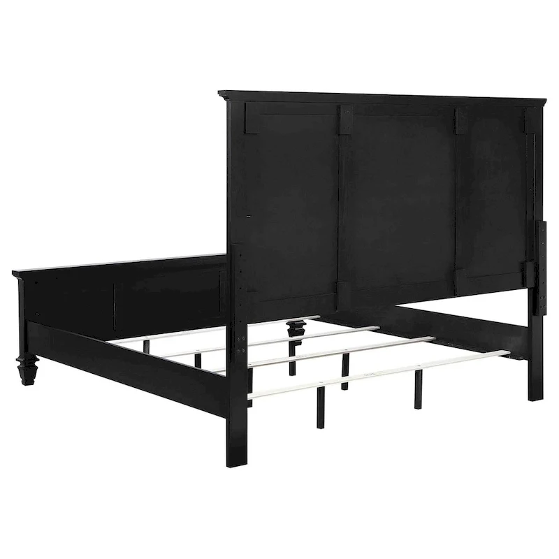 Lila King Bed, Picture Frame Panel Headboard, Farmhouse Black Wood