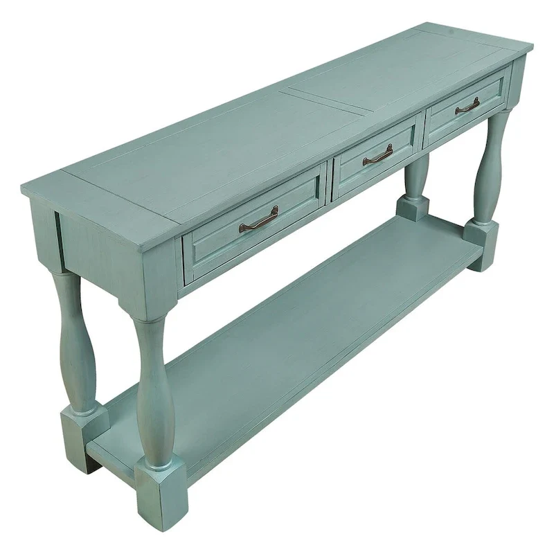 Solid Wood Console Table with 3 Drawers and Bottom Shelf - 63W