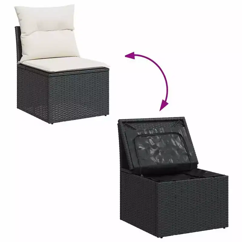 vidaXL Garden Sofa Set Black PE Rattan Large Modular Garden Sofa Set