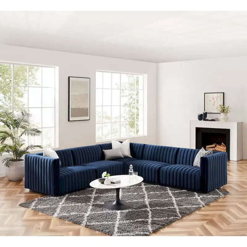 Conjure Channel Tufted Performance Velvet 5-Piece Sectional