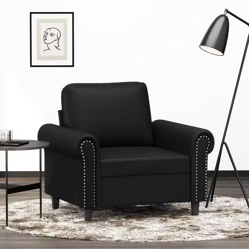 Accent Upholstered Sofa Chair - Faux Leather Single Seating Furniture