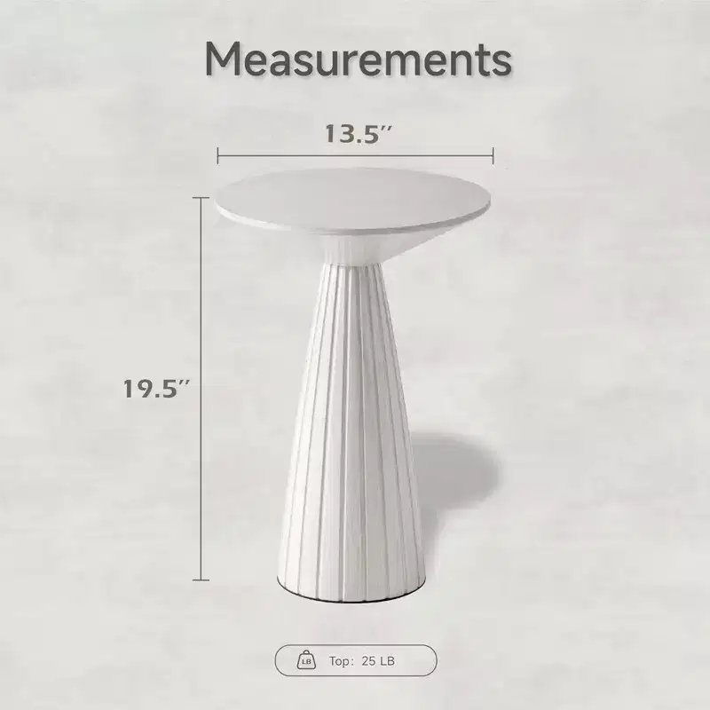 COZAYH Pedestal Small Drink Round Martini Table with Textured Finish and Quick Assembly for Living Rooms or Bedrooms, Holds up to 25 Pounds, White