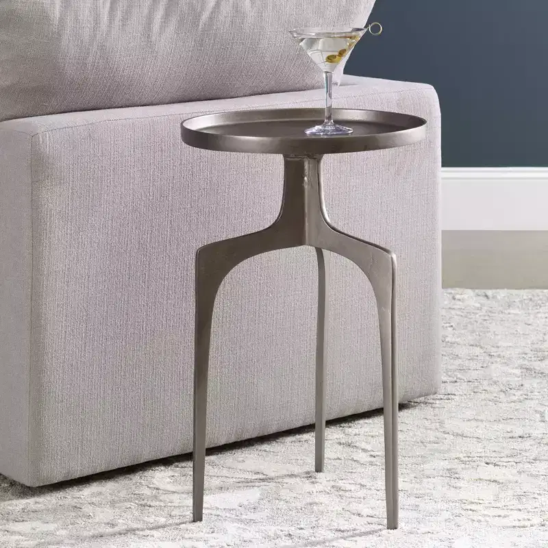Uttermost Kenna 16 Wide Textured Nickel Aluminum Accent Table