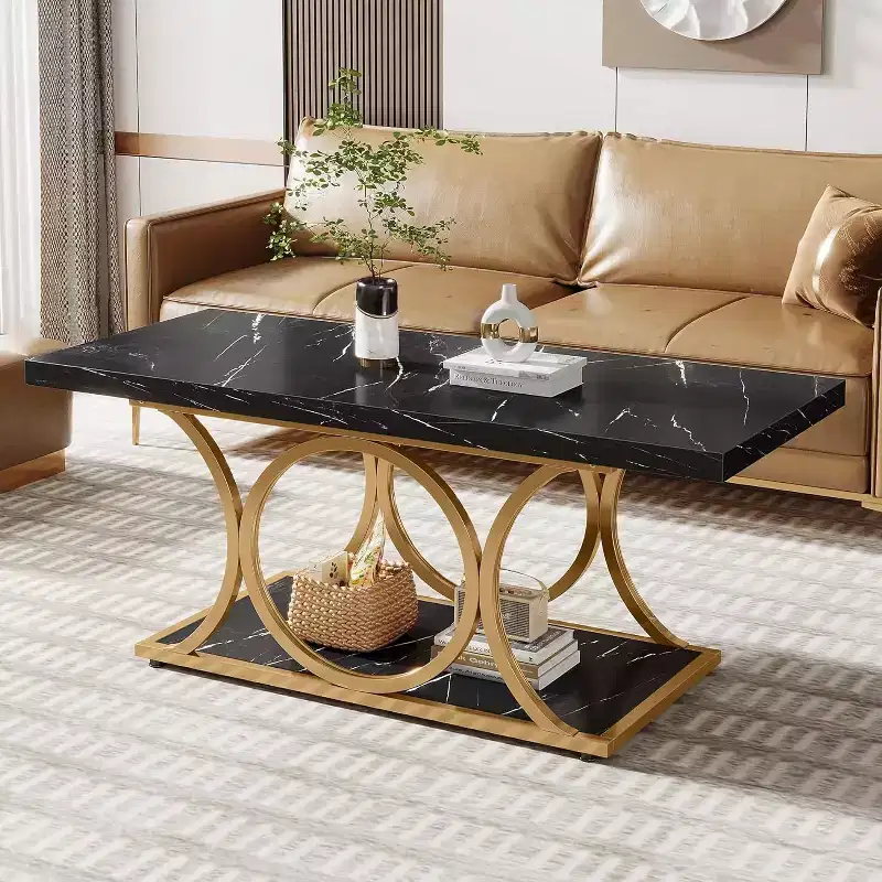 Lantine 47.24-inch 2-Tier Rectangle Coffee Table