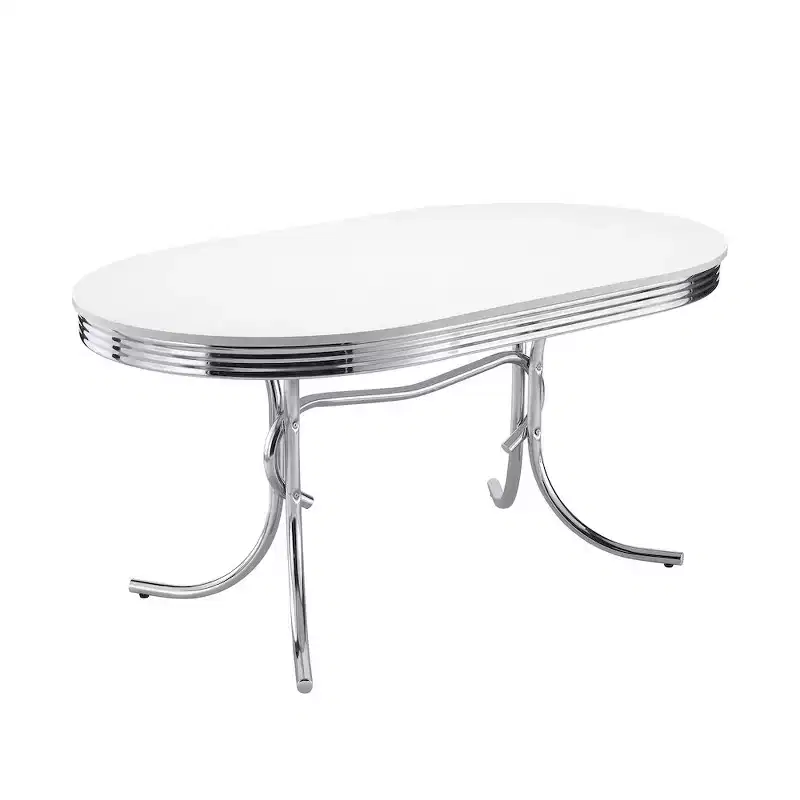 Retro Oval 60-Inch Dining Table White and Chrome