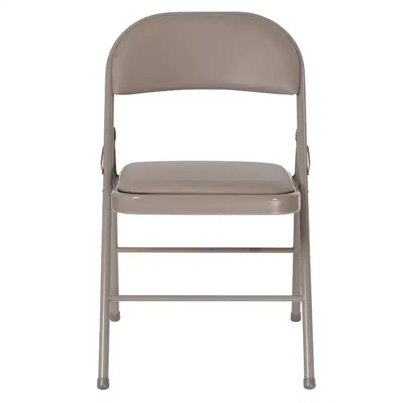 Beige / Gray Padded Vinyl Folding Chair – Set of 2