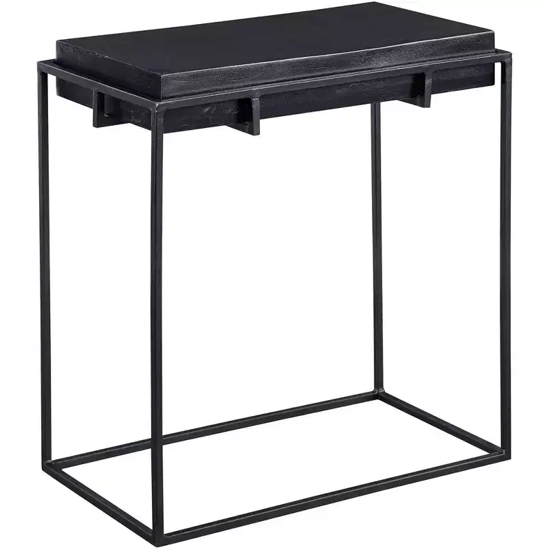 Uttermost Modern Aluminum Rectangular Accent Side End Table 22 x 12 1/2 Oxidized Black Iron Frame for Living Room Bedroom House